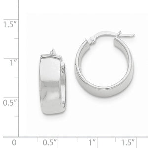 14k White Gold Round Square Tube Hoop Earrings 19mm x 6.75mm