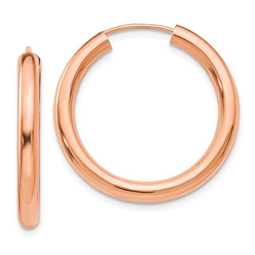 14k rose gold classic endless round hoop earrings 24mm x 2.75mm