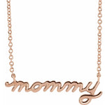Load image into Gallery viewer, Platinum 14k Gold Sterling Silver Petite mommy Script Necklace
