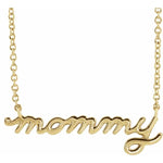 Kép betöltése a galériamegjelenítőbe: Platinum 14k Gold Sterling Silver Petite mommy Script Necklace
