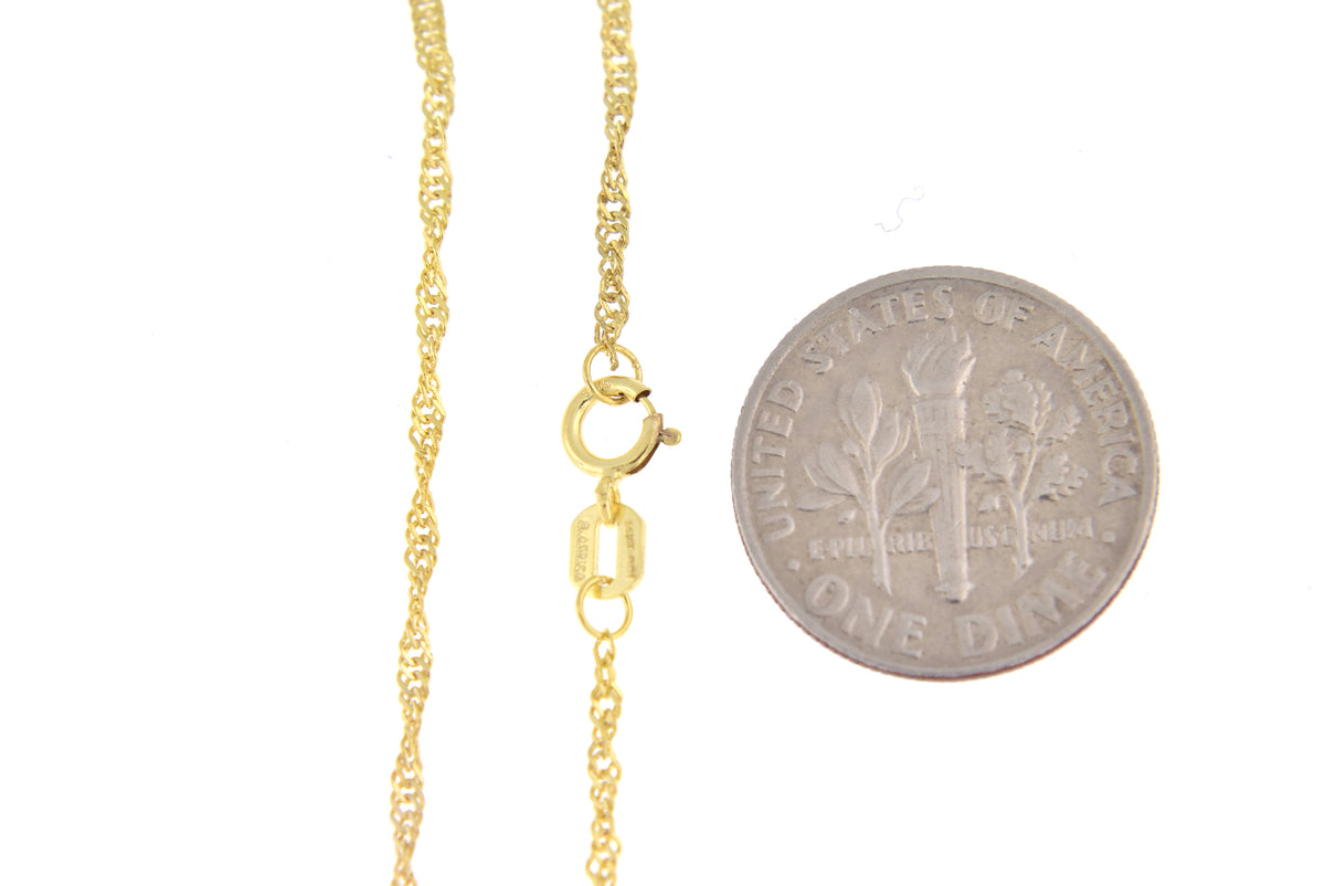 14k yellow gold 1.4mm singapore twisted bracelet anklet necklace choker pendant chain