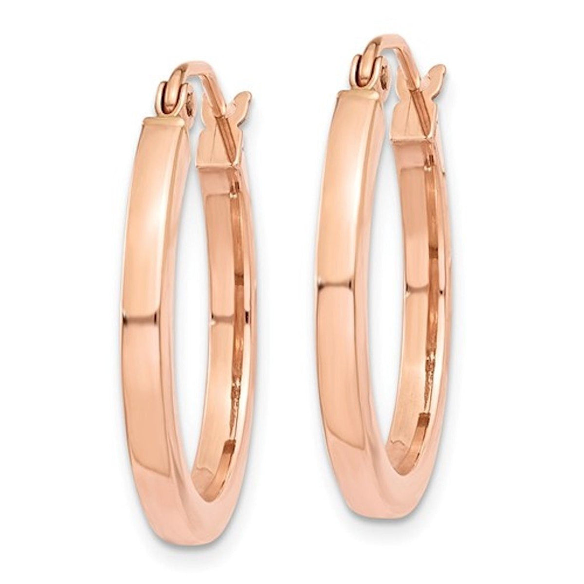 14k rose gold classic square tube round hoop earrings 20mm x 2mm