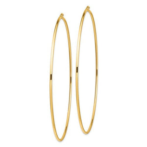 14K Yellow Gold 3.42 inch Diameter Extra Large Giant Gigantic Round Classic Hoop Earrings 87mm x 2mm Lightweight