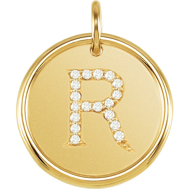 14k yellow rose white gold genuine diamond uppercase letter r initial alphabet pendant charm custom made to order personalized engraved