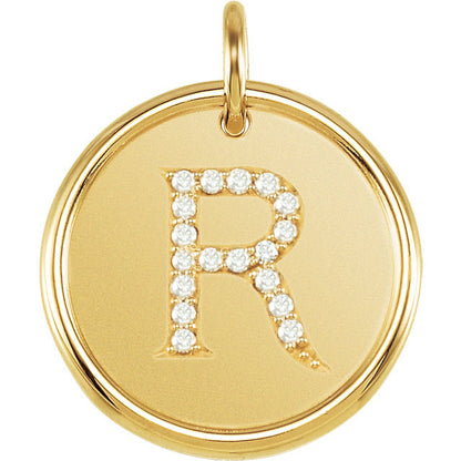 14k yellow rose white gold genuine diamond uppercase letter r initial alphabet pendant charm custom made to order personalized engraved