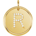 画像をギャラリービューアに読み込む, 14K Yellow Rose White Gold Genuine Diamond Uppercase Letter R Initial Alphabet Pendant Charm Custom Made To Order Personalized Engraved

