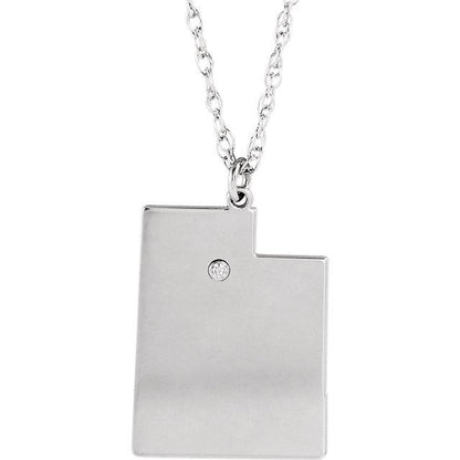 14k 10k yellow rose white gold diamond silver utah ut state map personalized city necklace