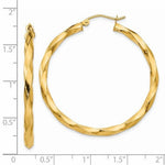 Indlæs billede til gallerivisning 14K Yellow Gold Twisted Modern Classic Round Hoop Earrings 40mm x 3mm
