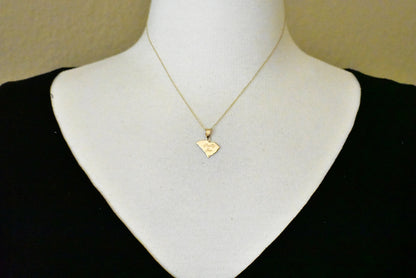 14k gold or sterling silver south carolina sc state map pendant charm personalized monogram
