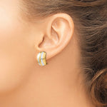 Φόρτωση εικόνας στο εργαλείο προβολής Συλλογής, 14K Yellow Gold Rhodium Two Tone Non Pierced Clip On Huggie Hoop Earrings
