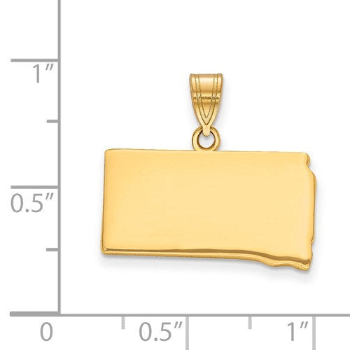 14k gold or sterling silver south dakota sd state map pendant charm personalized monogram