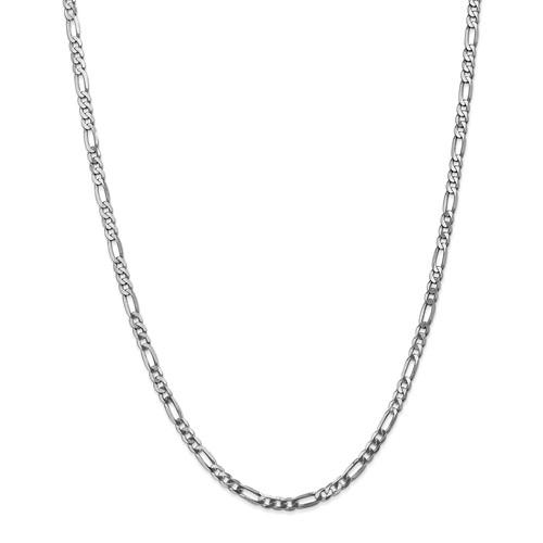 14k white gold 4mm figaro bracelet anklet choker necklace pendant chain