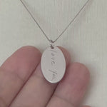 Load and play video in Gallery viewer, 14k 10k Gold Sterling Silver Handwriting Name Oval Pendant Charm Personalized
