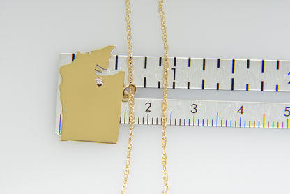 14k 10k yellow rose white gold diamond silver washington wa state map personalized city necklace
