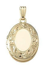 Load image into Gallery viewer, 14k Yellow Gold 14mm x 17mm Floral Oval Locket Pendant Charm
