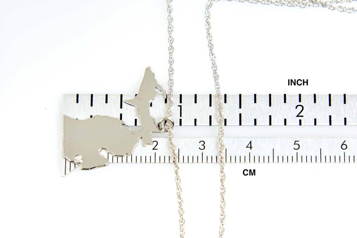 14k 10k yellow rose white gold diamond silver michigan mi state map personalized city necklace