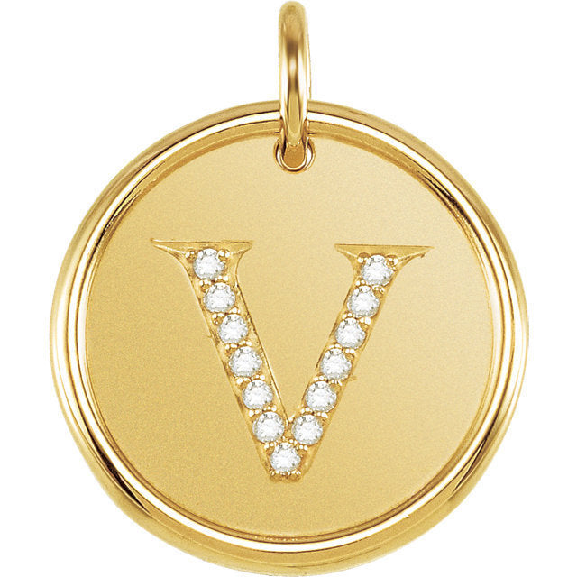 14k yellow rose white gold genuine diamond uppercase letter v initial alphabet pendant charm custom made to order personalized engraved