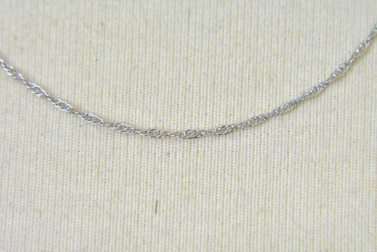 14k white gold 1.15mm cable rope necklace choker pendant chain