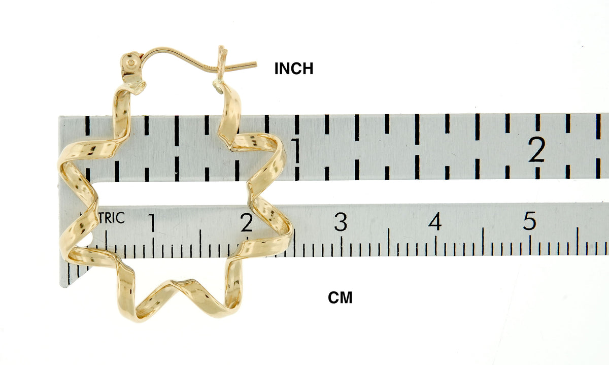 14k yellow gold twisted spiral hoop earrings