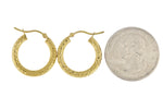 Lataa kuva Galleria-katseluun, 14K Yellow Gold Diamond Cut Classic Round Hoop Earrings 19mm x 3mm
