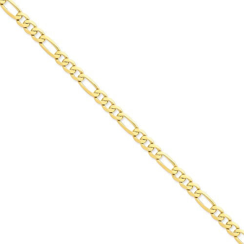 14k yellow gold 7mm flat figaro bracelet anklet choker necklace pendant chain