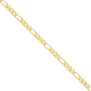 14K Yellow Gold 7mm Flat Figaro Bracelet Anklet Choker Necklace Pendant Chain