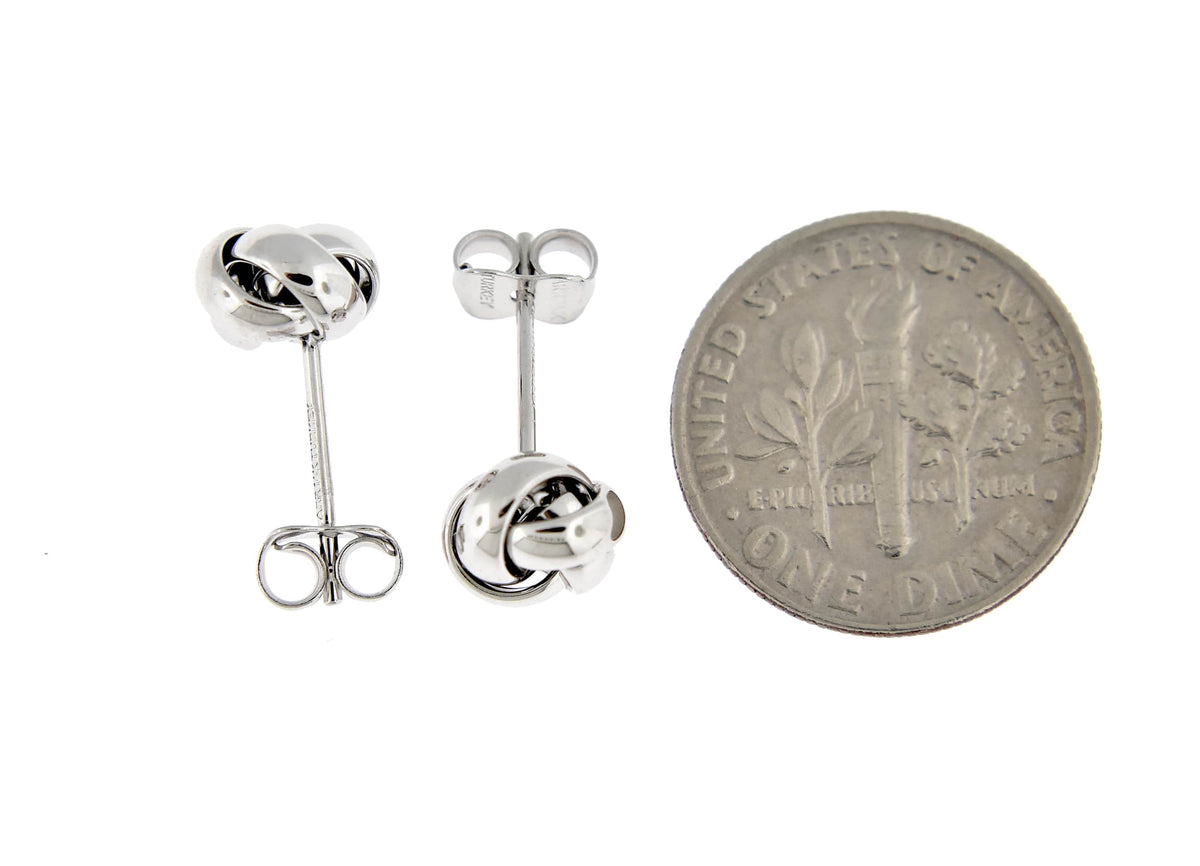 14k white gold 7mm classic love knot post earrings