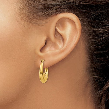 14k yellow gold classic polished hoop earrings 15mm