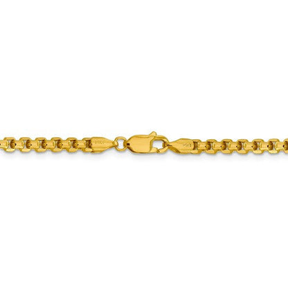 14k yellow gold 3.60mm round box bracelet anklet choker necklace pendant chain lobster clasp