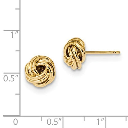 14k yellow gold 9mm classic love knot post earrings ckltl1123