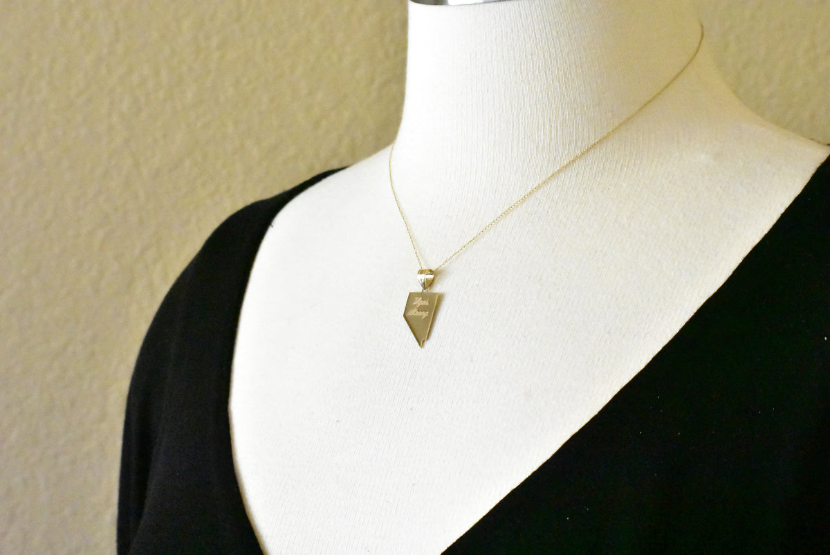 14k gold or sterling silver nevada nv state map pendant charm personalized monogram