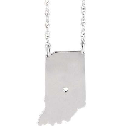 14k gold 10k gold silver indiana state map necklace heart personalized city