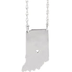 Ladda upp bild till gallerivisning, 14k Gold 10k Gold Silver Indiana State Map Necklace Heart Personalized City
