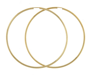 14k Yellow Gold Extra Large Classic Endless Hoop Earrings 72mm x 2mm