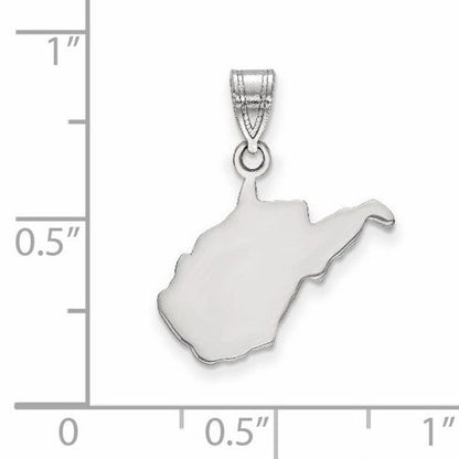 14k gold or sterling silver west virginia wv state map pendant charm personalized monogram