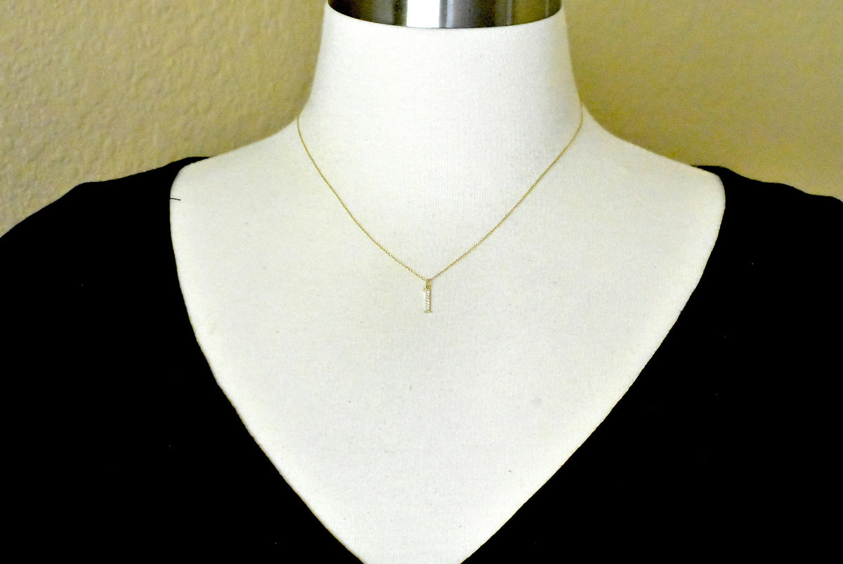 14k yellow rose white gold .04 ctw diamond tiny petite lowercase letter l initial alphabet pendant charm necklace