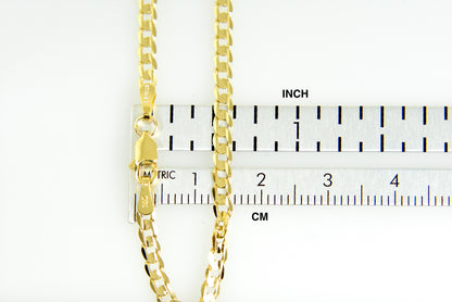 14k yellow gold 3mm open concave curb bracelet anklet choker necklace pendant chain