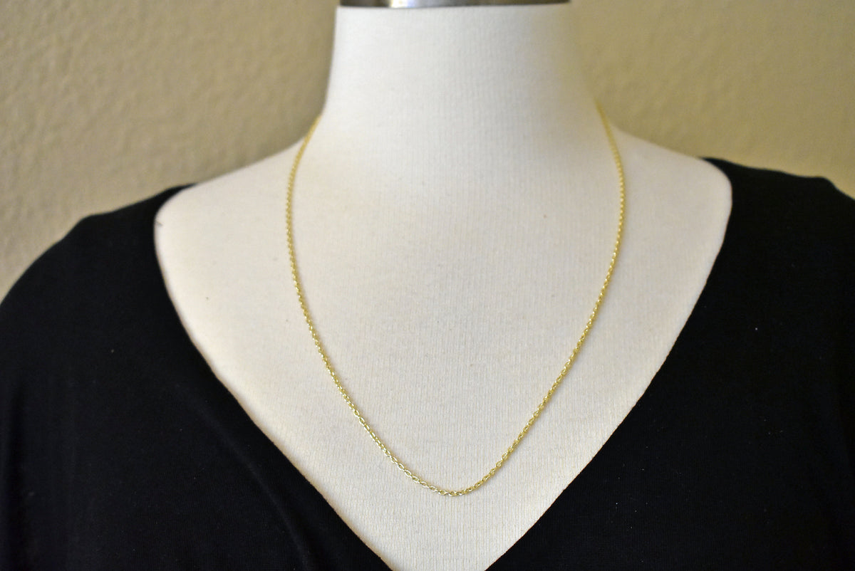 14k yellow gold 2mm round open link cable bracelet anklet choker necklace pendant chain