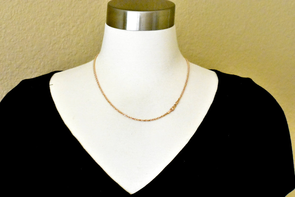 14k rose gold 2.5mm diamond cut rope bracelet anklet necklace pendant choker chain