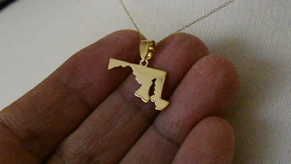14K Gold or Sterling Silver Maryland MD State Map Pendant Charm Personalized Monogram