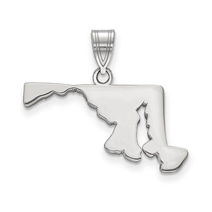 14k gold or sterling silver maryland md state map pendant charm personalized monogram
