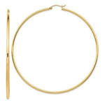 Load image into Gallery viewer, 14K Yellow Gold Extra Large Diameter 80mm x 2mm Classic Round Hoop Earrings 3.15 inches Giant Size Super Wide
