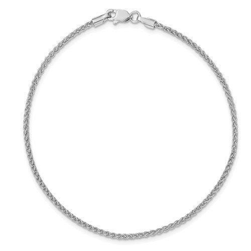 14k white gold 1.65mm spiga wheat bracelet anklet choker necklace pendant chain