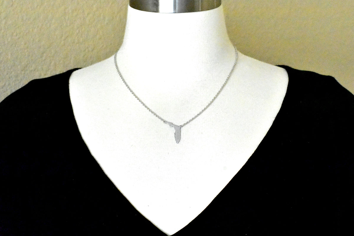 14k gold or sterling silver florida fl state necklace personalized monogram