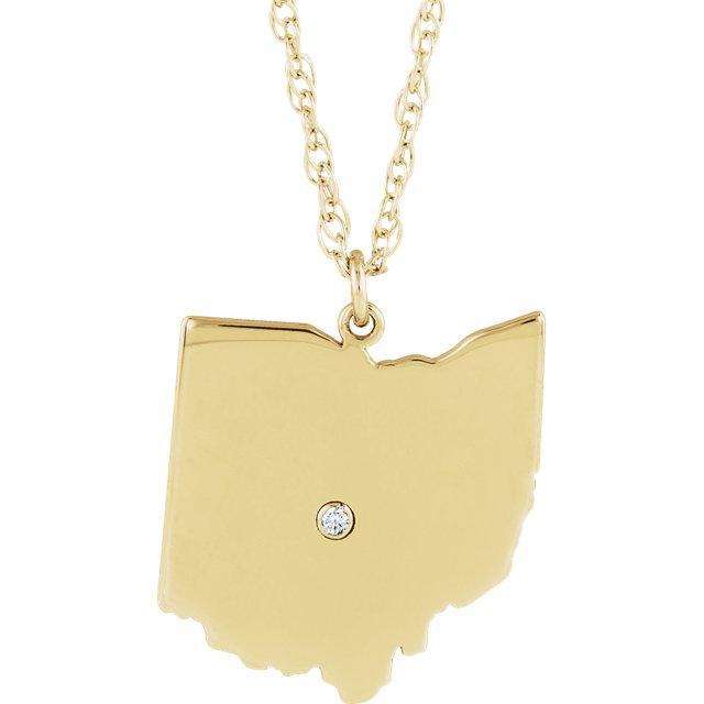 14k 10k yellow rose white gold diamond silver ohio oh state map personalized city necklace