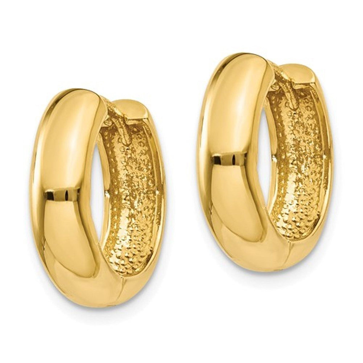 14k yellow gold classic huggie hinged hoop earrings 15mm x 15mm x 4mm