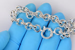 Load image into Gallery viewer, Sterling Silver 8mm Fancy Link Rolo Bracelet Chain Spring Ring Clasp 8 inches
