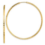 Load image into Gallery viewer, 14k Yellow Gold Diamond Cut Square Tube Round Endless Hoop Earrings 50mm x 1.35mm
