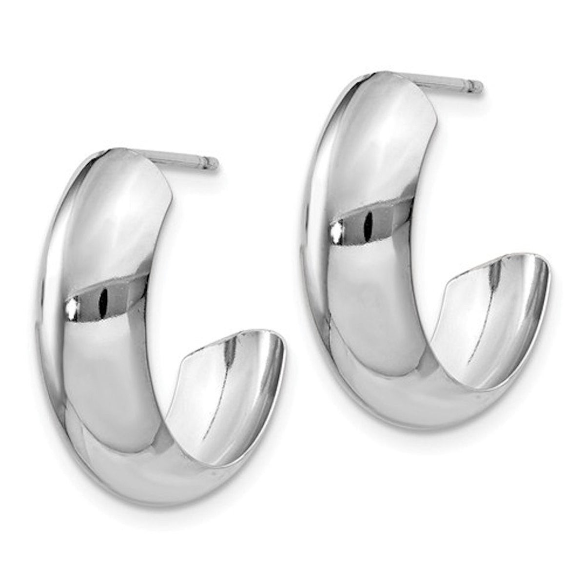 14k white gold j hoop earrings post push back