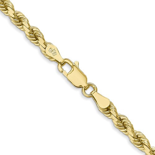 10k yellow gold 4mm diamond cut rope bracelet anklet choker necklace pendant chain